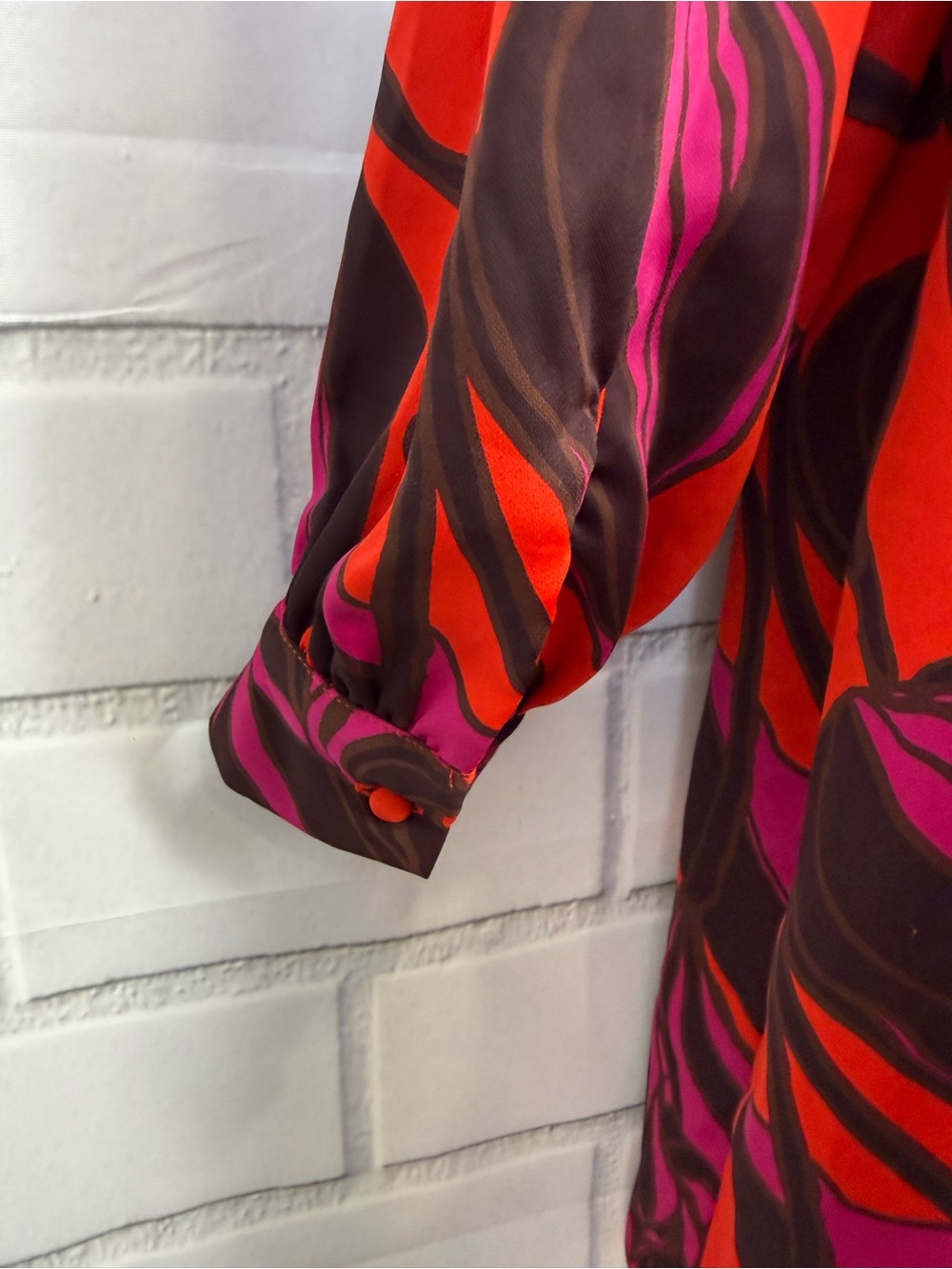 Who What Wear Floral Mock Neck Shift Dress Size L Red Pink Long Sleeve Pockets - Picture 9 of 12